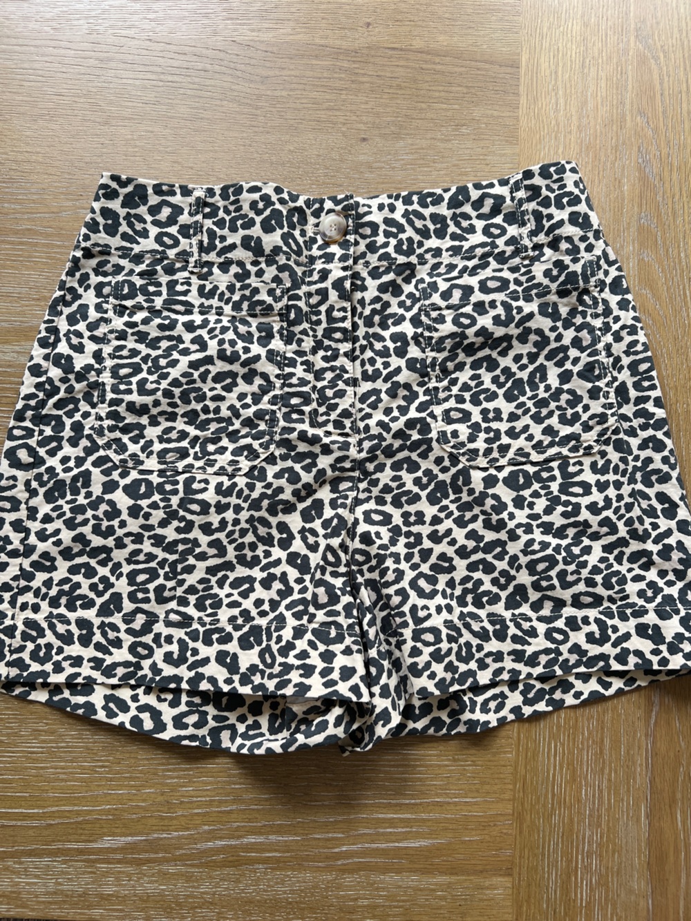 Joie Cream and Black Leopard-Print Bermuda Shorts
